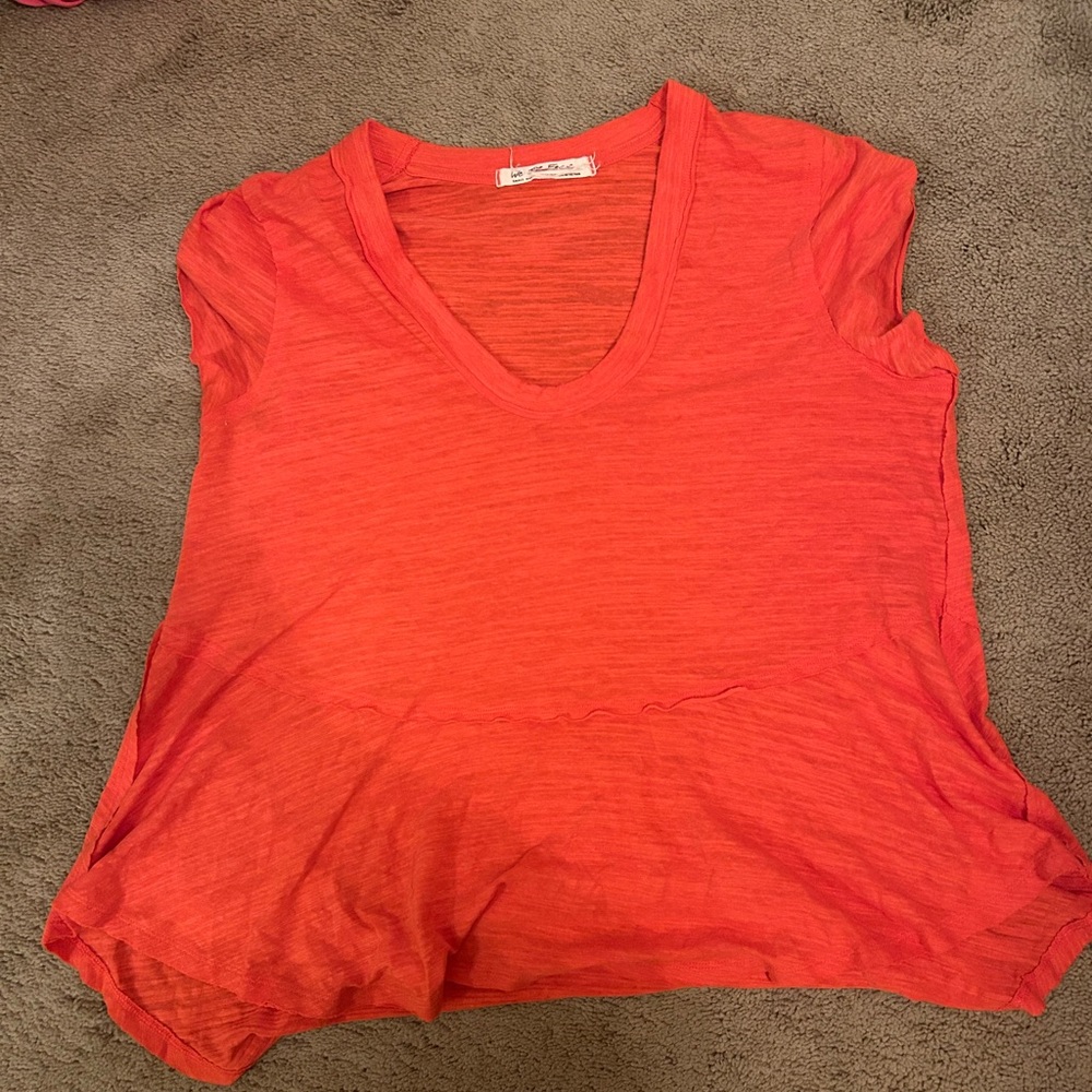 Women's Free People V-Neck Orange Top (Small)